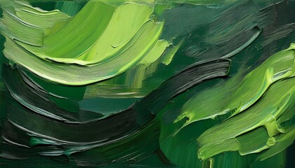 closeup of abstract rough colorfuldark green art painting texture background wallpaper with oil or acrylic brushstroke waves pallet knife paint on canvas