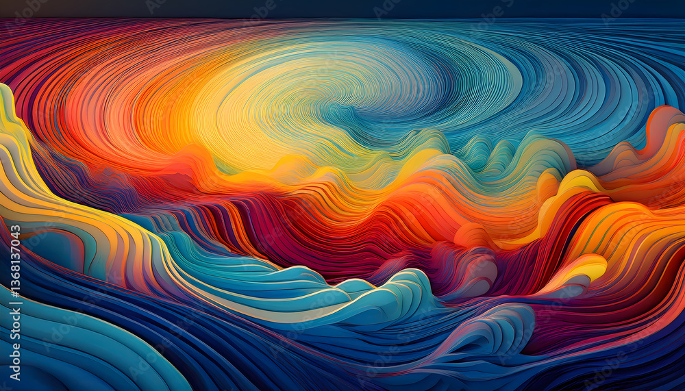 Poster Abstract colorful waves with flowing patterns and vibrant hues