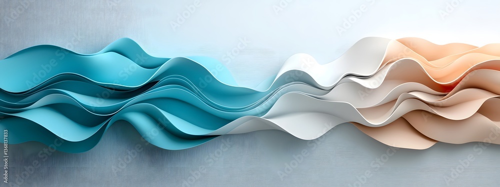Poster radiant cobalt digital waves undulating across a pared down achromatic plane embodying the tireless 