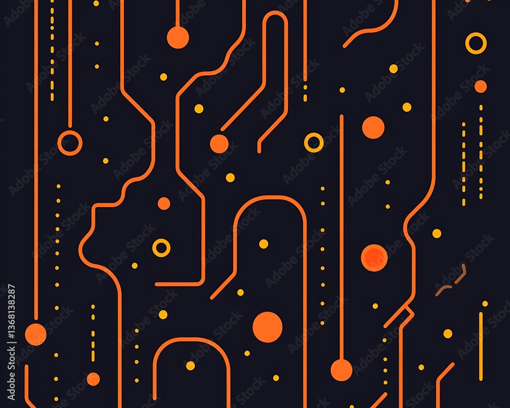Aufkleber abstract digital circuit design featuring lines and circles in space