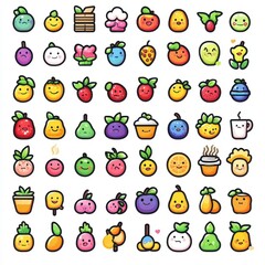 Cute and Colorful Fruit and Vegetable Character Illustrations