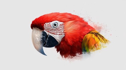 Fototapeta premium Parrot's Pride: A vibrant illustration of a parrot's head, showcasing its striking plumage and captivating gaze, a testament to the beauty of nature.