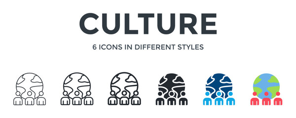 Culture  Icon In Different Style Vector Illustration. Designed In Thin Line, Regular Line, Bold Line, Glyph, Color Fill, And Flat Style Can Be Used For Web