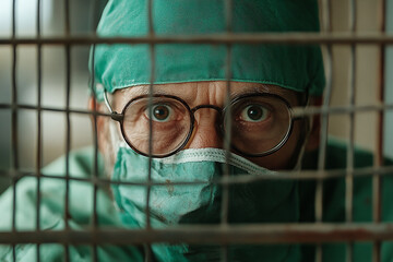 a doctor behind the cage