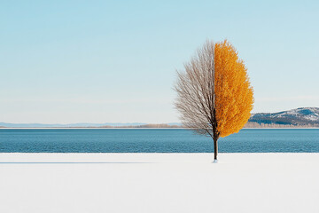 lonely tree in the snow