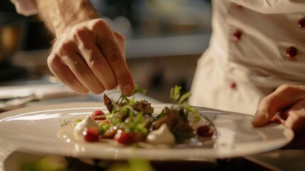 Chef Finishing a Gourmet Dish
