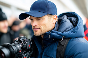 videographer with camera