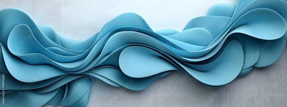 Poster shimmering blue digital ripples flowing data visualization in graceful algorithmic motion showcasing