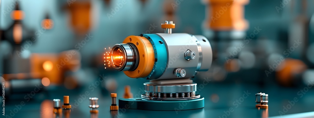 Poster shimmering light energy intensifying within the components of an advanced optical amplifier device s