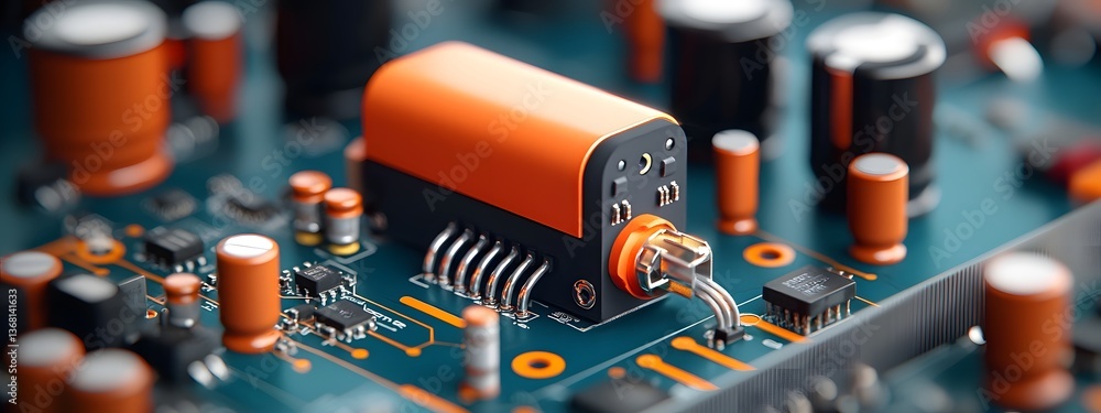 Poster sleek and compact advanced optical amplifier with intricate circuitry and precision engineered compo