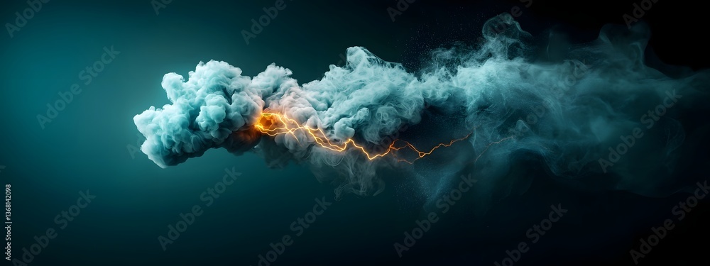 Poster surging azure digital currents cascading in vivid lines of electric energy with geometric patterns o