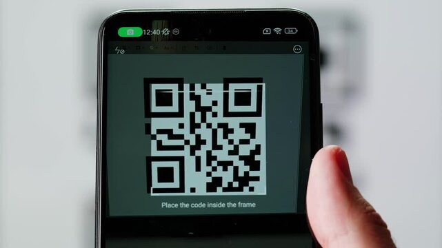 Scan qr code barcode payment buy electronic payment scan animation, postal post delivery service, tickets for events.