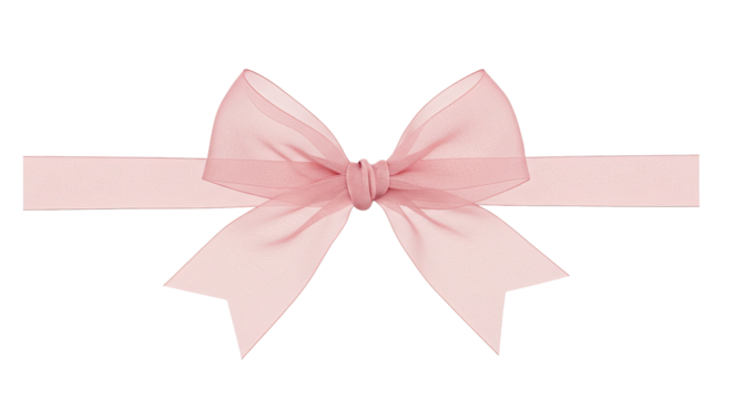 A Delicate Soft Pink Tulle Ribbon, Arranged in a Graceful, Cascading Bow Knot