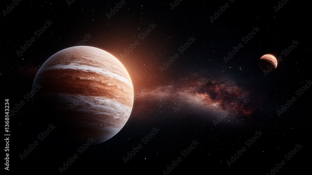 Wall mural cosmic exploration of jupiter and its moon space environment celestial viewpoint universe wonder