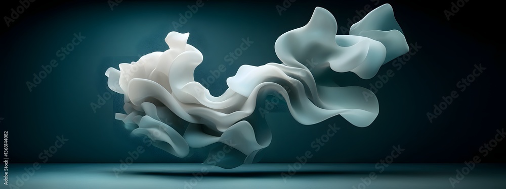 Poster undulating azure data streams flow through a stark monochrome digital landscape creating an ethereal