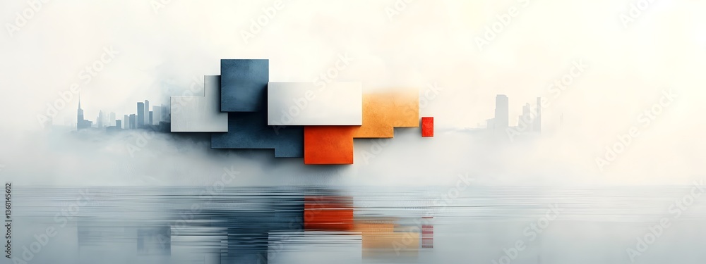 Poster vibrant digital pulses rippling and flowing through a monochrome industrial cityscape backdrop visua