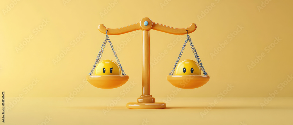 Poster balancing emotions a visual representation of equality studio 3d illustration minimalist close-up co