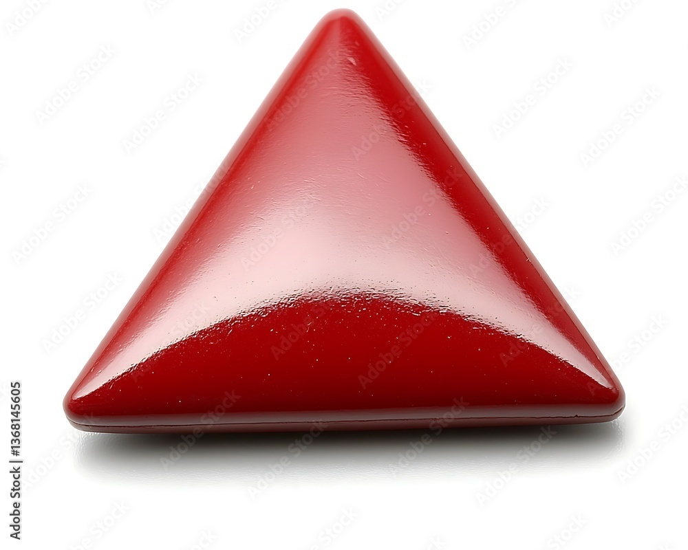 Aufkleber a shiny red triangular object rests against a white background