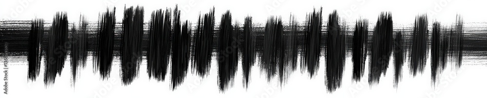 Poster a black and white image of a sound wave with a lot of detail. concept of depth and complexity