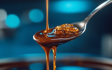 Melted Chocolate Pouring from Spoon - Exquisite Culinary Detail
