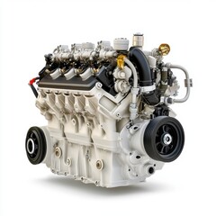 Fototapeta premium Powerful Industrial Engine on White Background