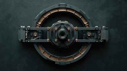 A mechanical cutaway of a wheel hub assembly displayed on a modern dark gray background.
