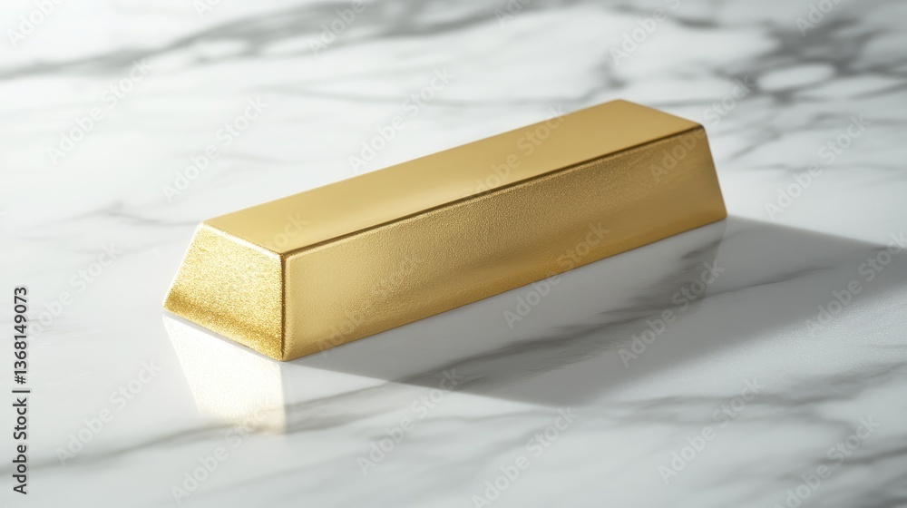 Fototapete a minimalist approach with a single white gold bar placed on a sleek white marble surface.