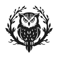 Owl logo. Sharp gaze, intricate details, symbol of wisdom, mystery, and intelligence, Owl logo, tribal owl, vector owl, owl emblem, owl design