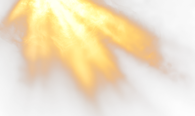 Soft Golden Sunbeams Glowing Through Mist in a Fairytale Setting Isolate on Transparent Background, cutout, png