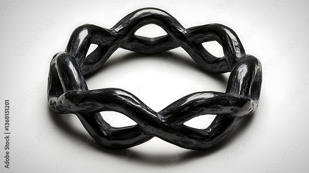 Poster a black object made from interwoven looping shapes