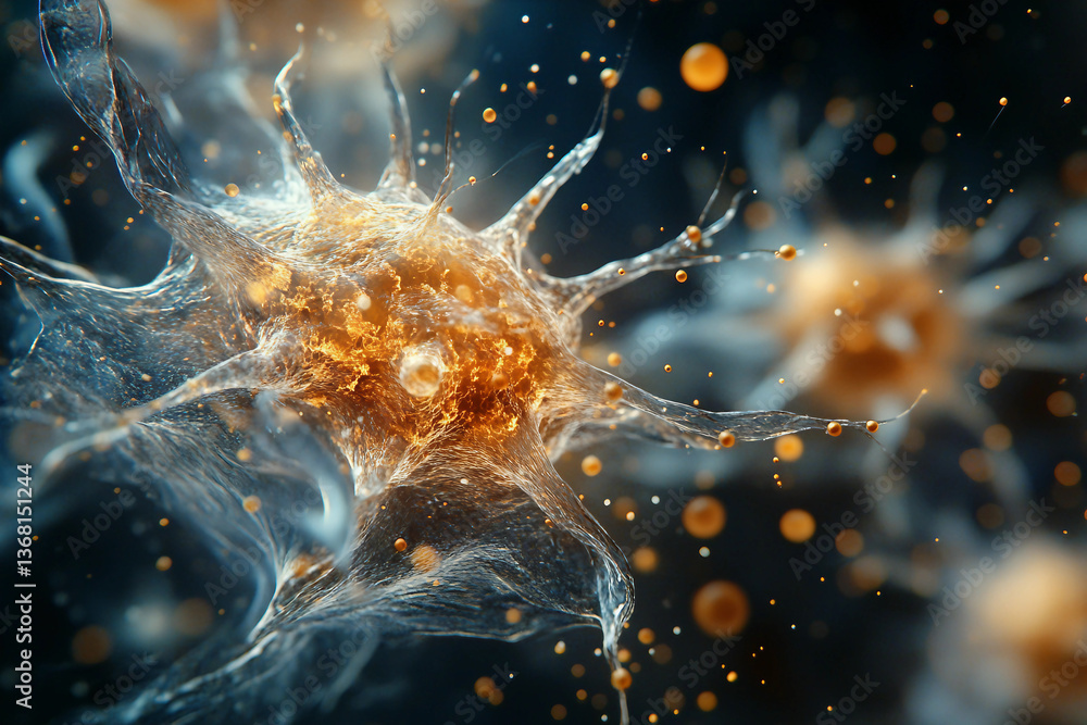 Poster generative ai close-up of virus structures with detailed molecular design and glowing particle effec