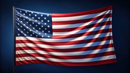 Obraz premium Memorial Day, Remember and Honor, Independence Day, American Flag. American flag waving against a dark background, symbolizing patriotism and national pride.