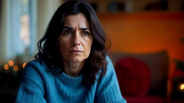 Sad and alone woman unhappy at Christmas