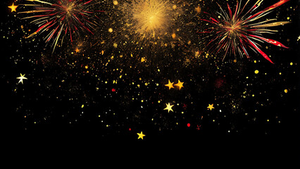 Fototapeta premium Happy New Year made of sparkles night dark abstract bright night illustration new year vector spark decoration gold horizontal fireworks, glowing, glistering, gold - metal light - natural phenomenon s