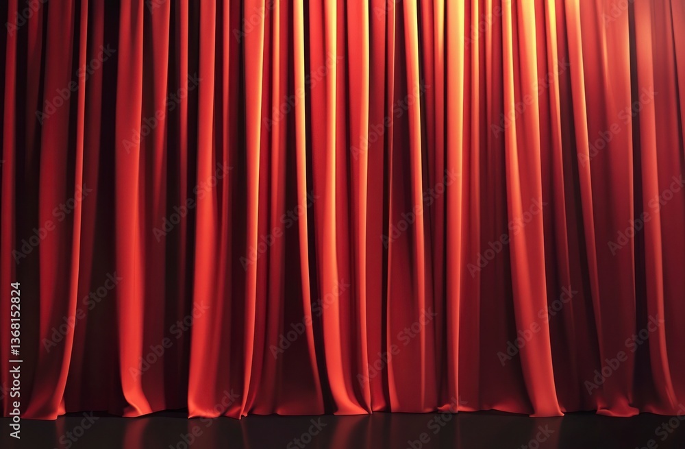 Poster red stage curtain backdrop with light and shadow texture details