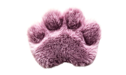 Fluffy Cute Paw Print in Velvety Texture Isolate on Transparent Background, cutout, png