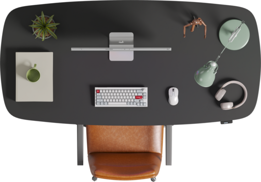 Top view of Office Table with Chair - Office	