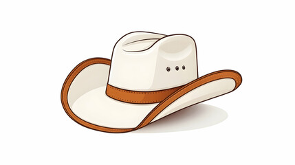 Off-white cowboy hat with brown band, isolated on white