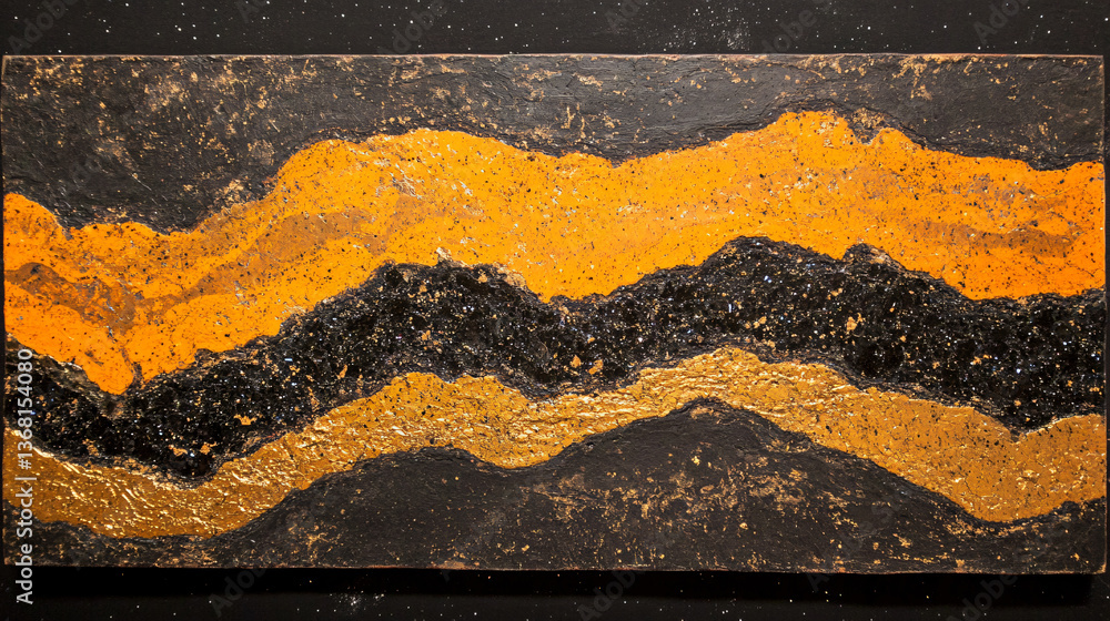 Aufkleber captivating abstract painting on a black background featuring a seamless fusion of pearlescent gold 