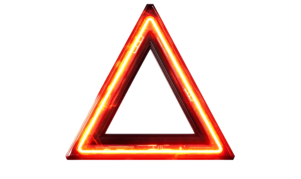 Neon Triangle with Electric Energy in a Floating Futuristic Style Isolate on Transparent Background, cutout, png