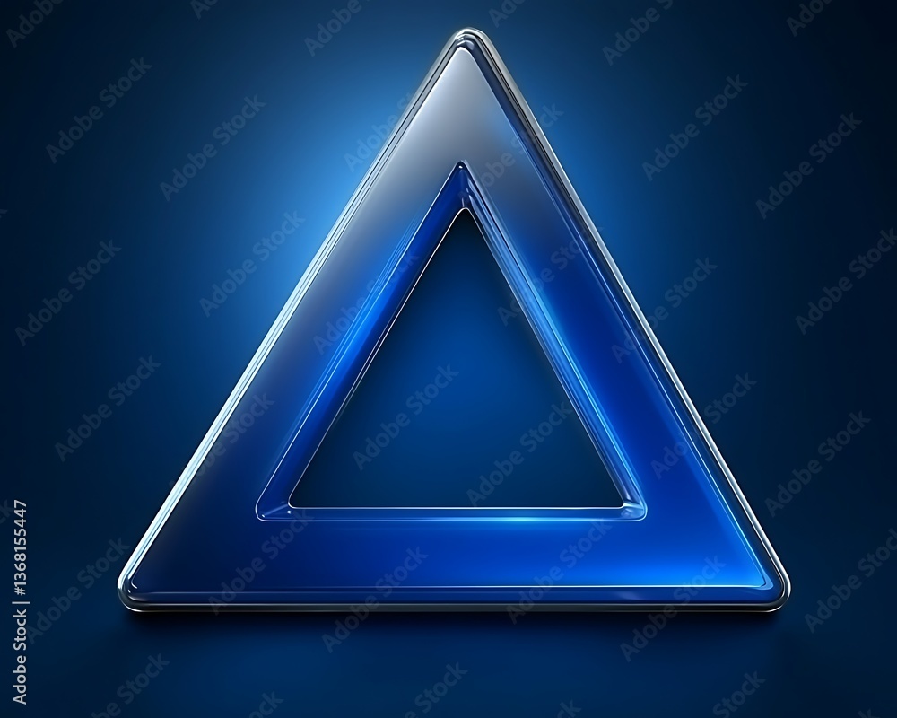 Aufkleber a shiny blue triangular shape presented on a dark gradient background