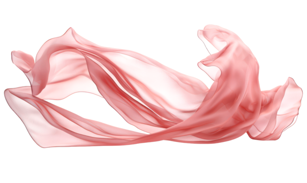 Elegant Fabric Scarf Blowing in the Wind with Graceful Movement Isolate on Transparent Background, cutout, png