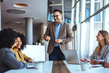 Diverse Team Collaborating in a Modern Office Environment