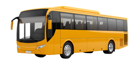  3D realistic yellow bus transparent background,  (3)