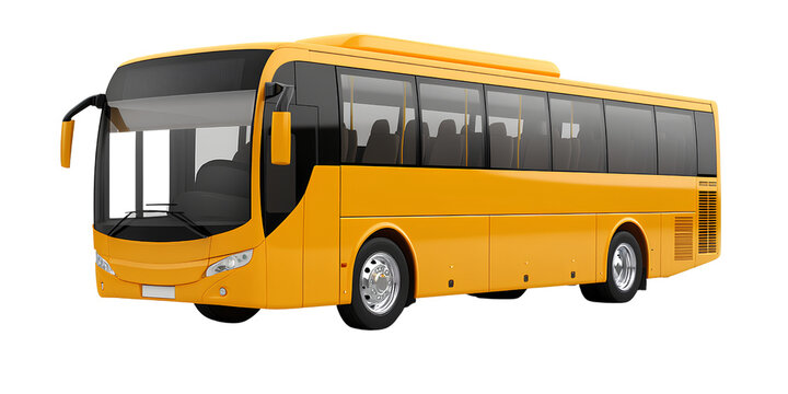  3D realistic yellow bus transparent background,  (3)