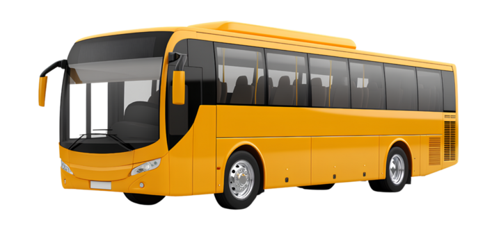  3D realistic yellow bus transparent background,  (3)