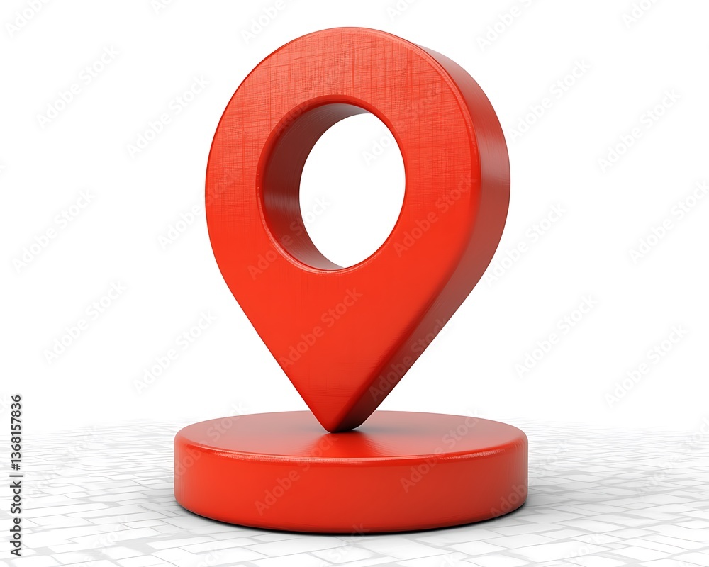 Fototapete a three dimensional rendering of a red location marker on a surface