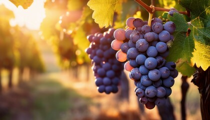 Fototapeta premium closeup of grapes on vine