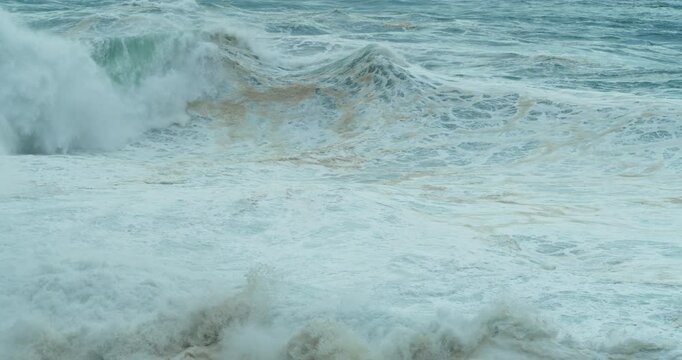 Epic Big Waves Crashing at Nazar&eacute; &ndash; Dramatic Ocean Power and Coastal Fury - Surf