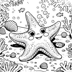 Whether used for children’s activities, homeschooling, marine education, or ocean-themed coloring books, this whimsical sea creature illustration brings joy and relaxation.